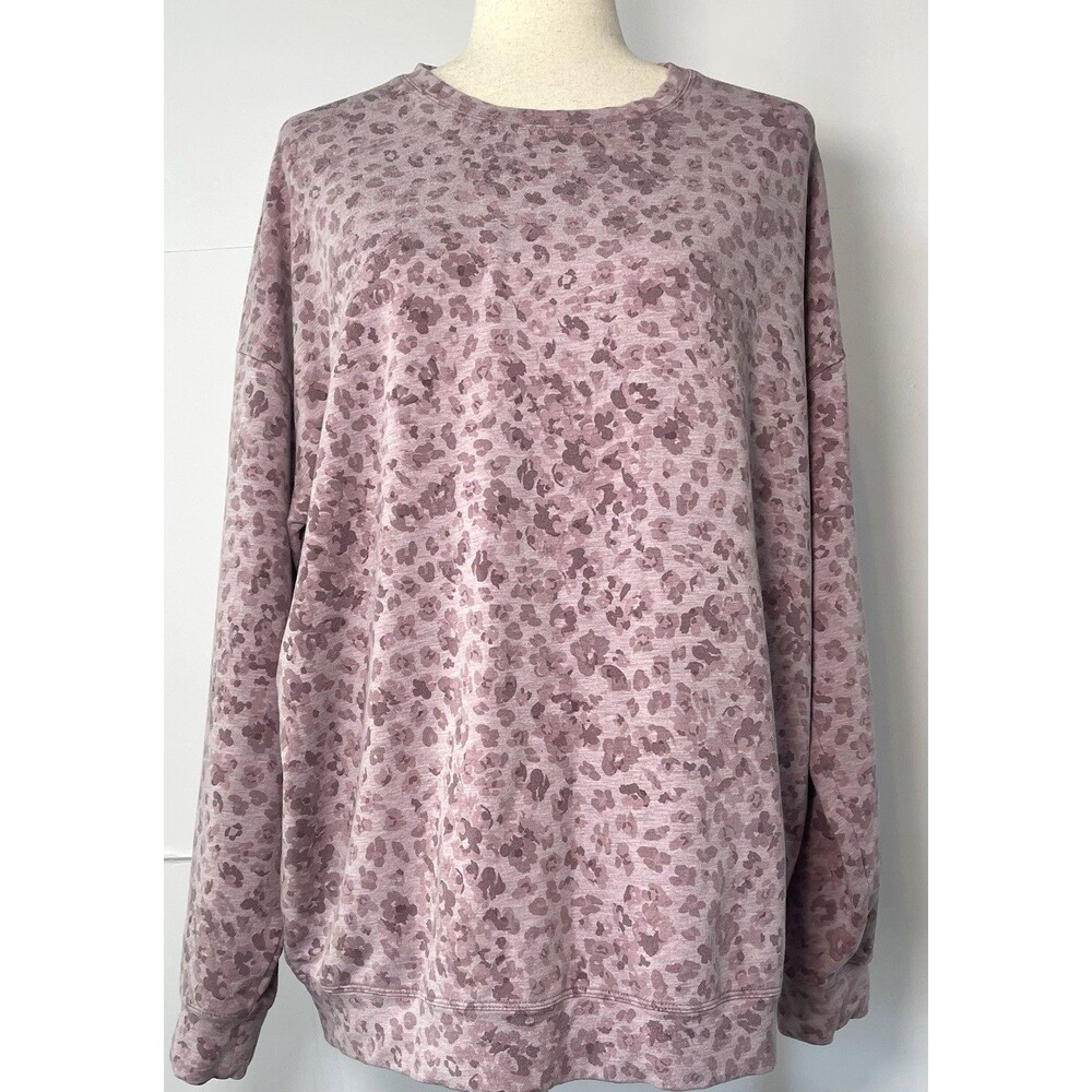 Athleta pullover lightweight sweatshirt feminie floral print womens L athleisure